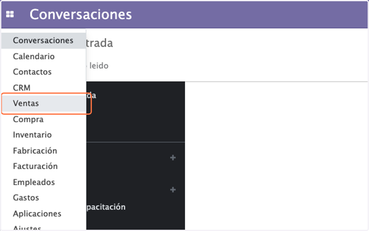 Seleccione el módulo de Ventas