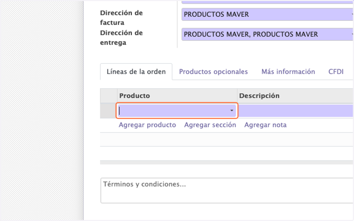 Click en Producto