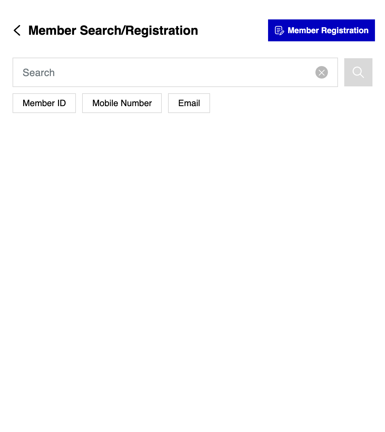 A. You may search member via member ID/ mobile number /email B. Click on Member ID tab