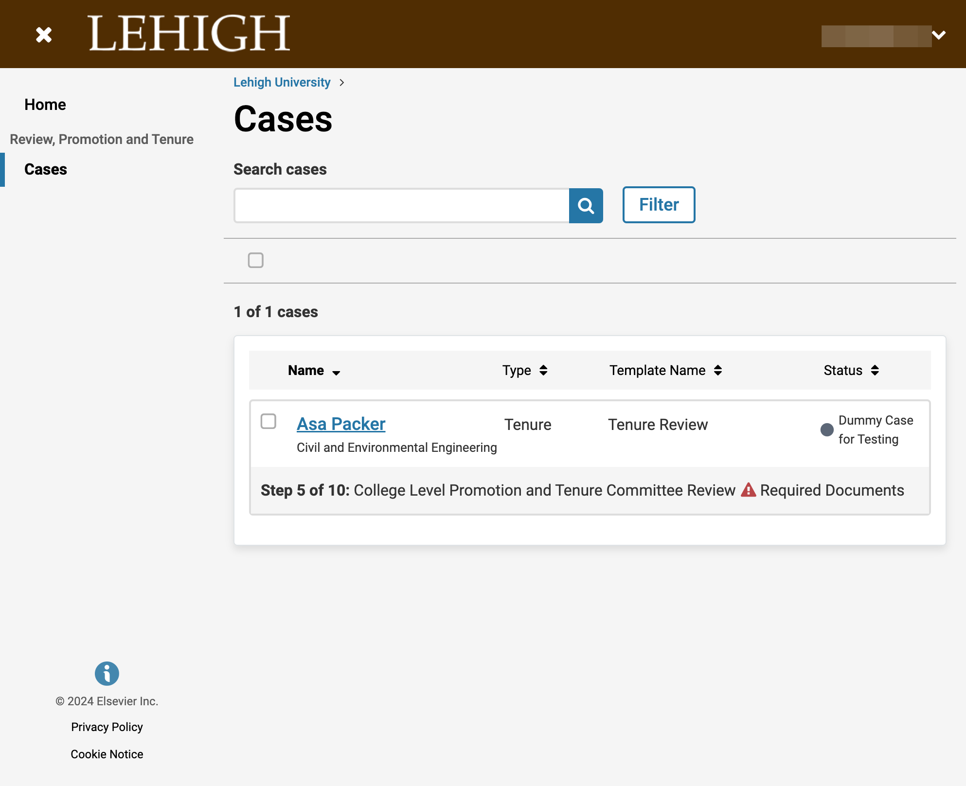 Click on the candidate's name