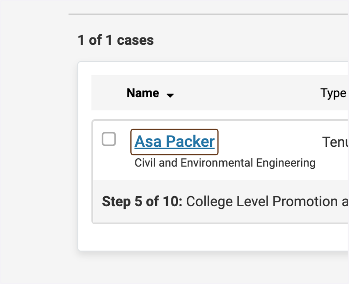 Click on the candidate's name