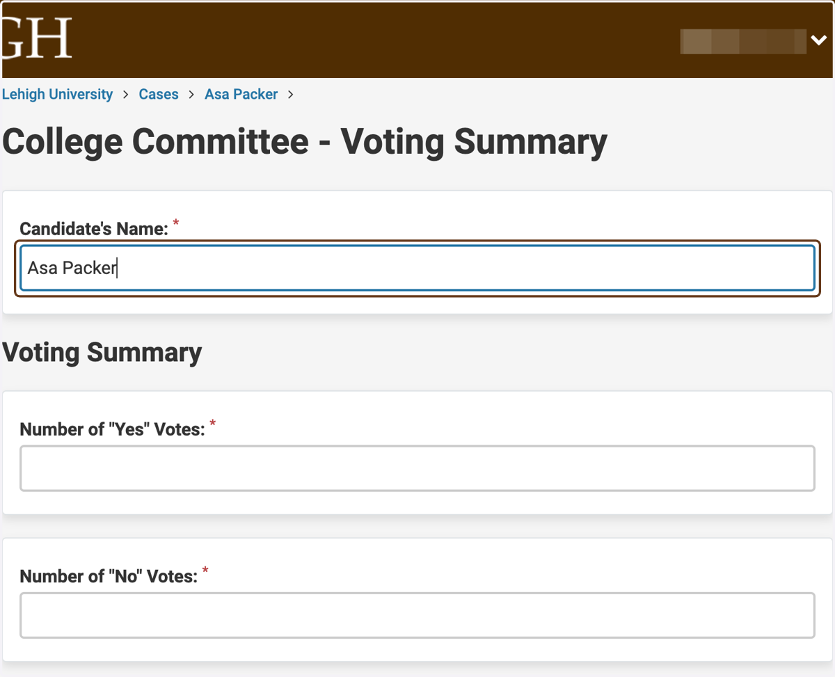Enter the candidate's name