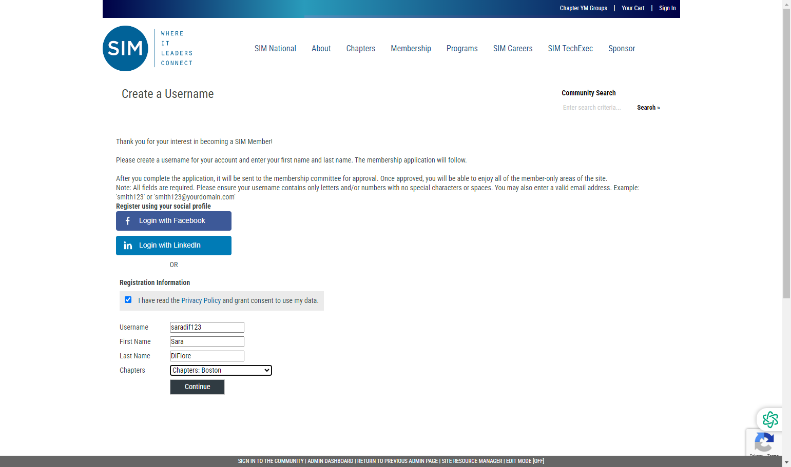 Select your local chapter to which you are applying to.