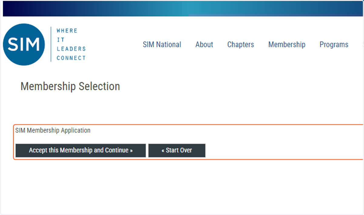 Click on "Accept this Membership and Continue"