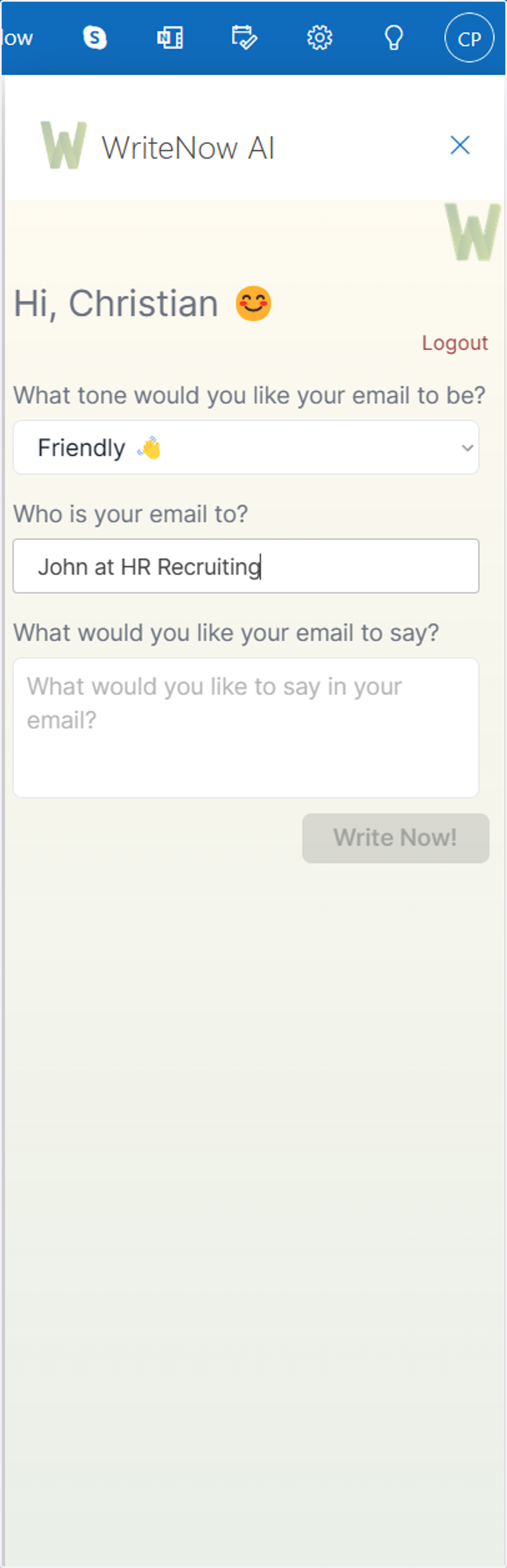 Start writing your email!