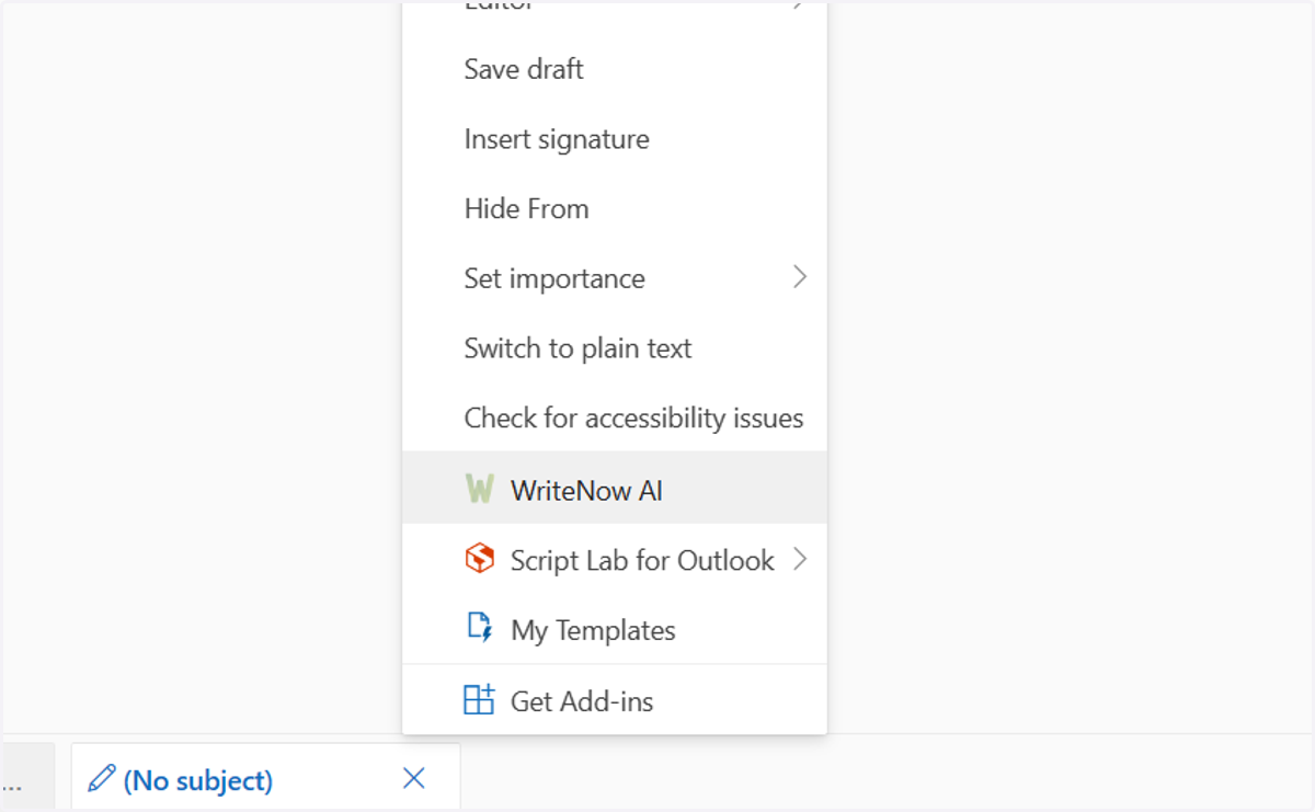Click on WriteNow AI