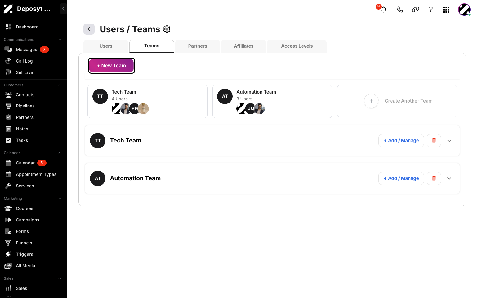 Create Team Pl Creating a new Team