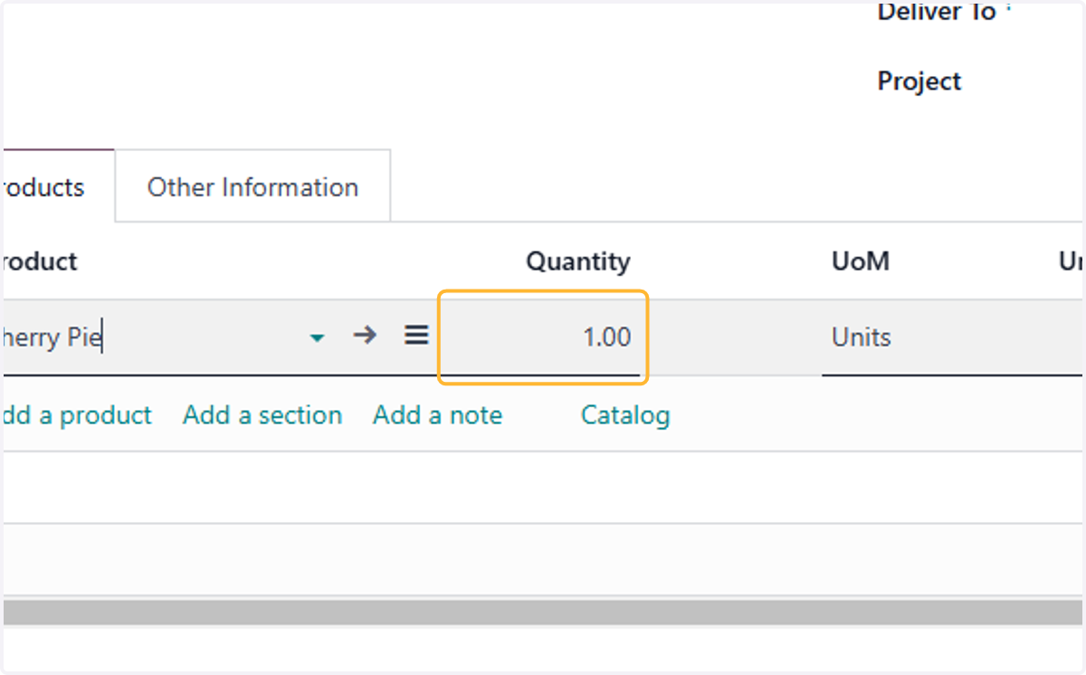 Fill in quantity
