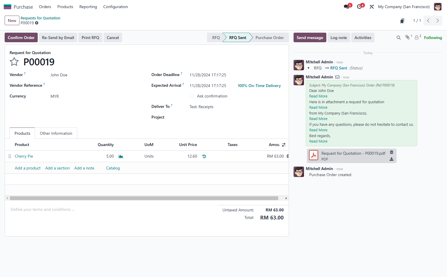 View chatterbox for all activities related to the bil