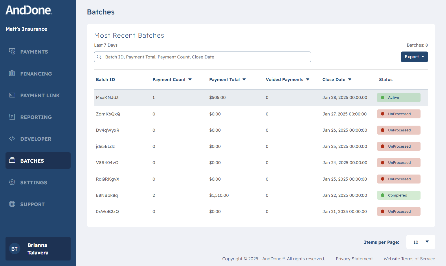 In batches you will want to click on the Active batch