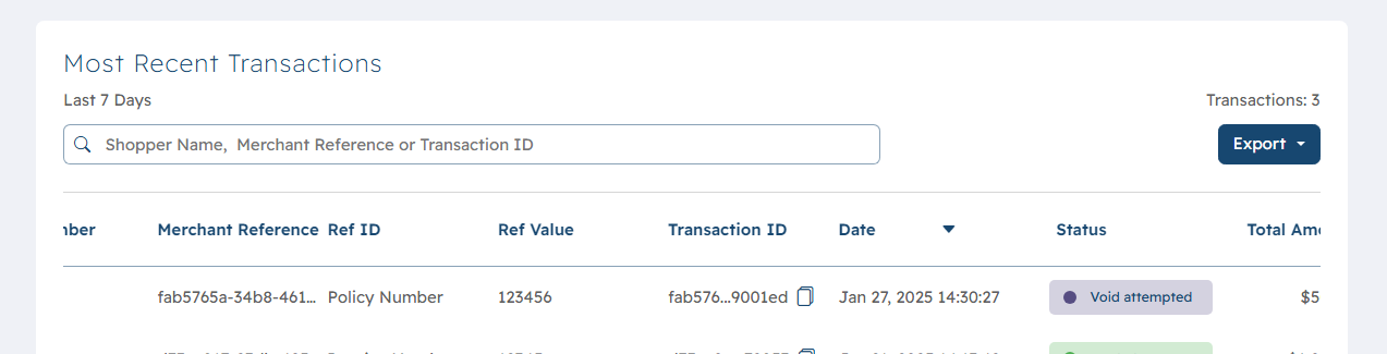 You will see the payment go into a "Void attempted" status while the void is processing