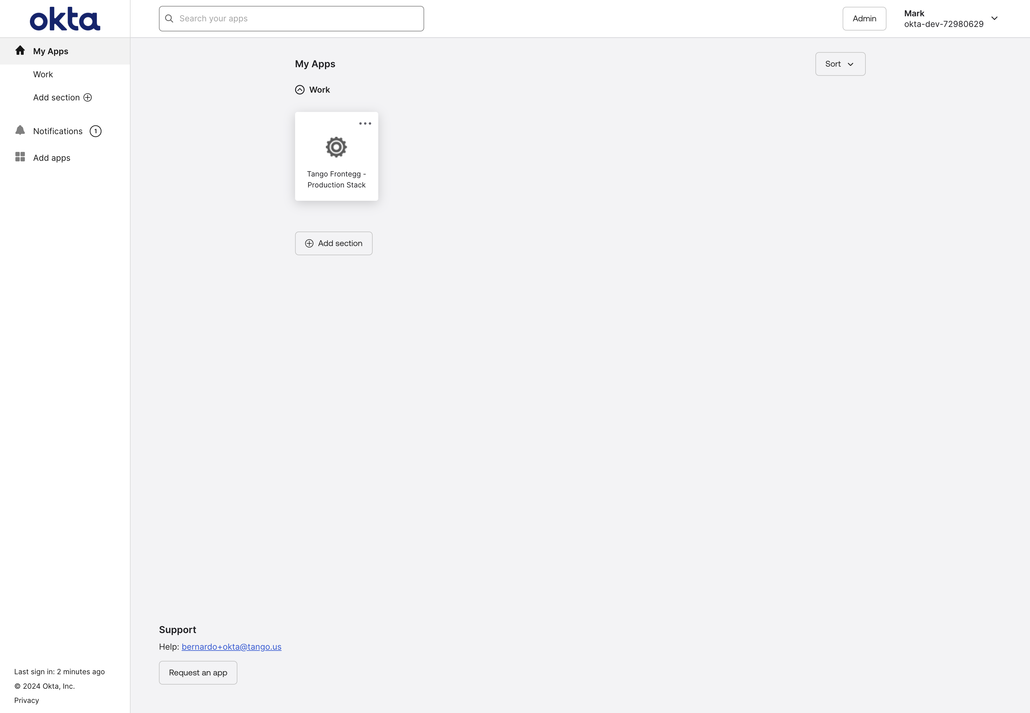 Right-click on the Tango tile to copy the URL