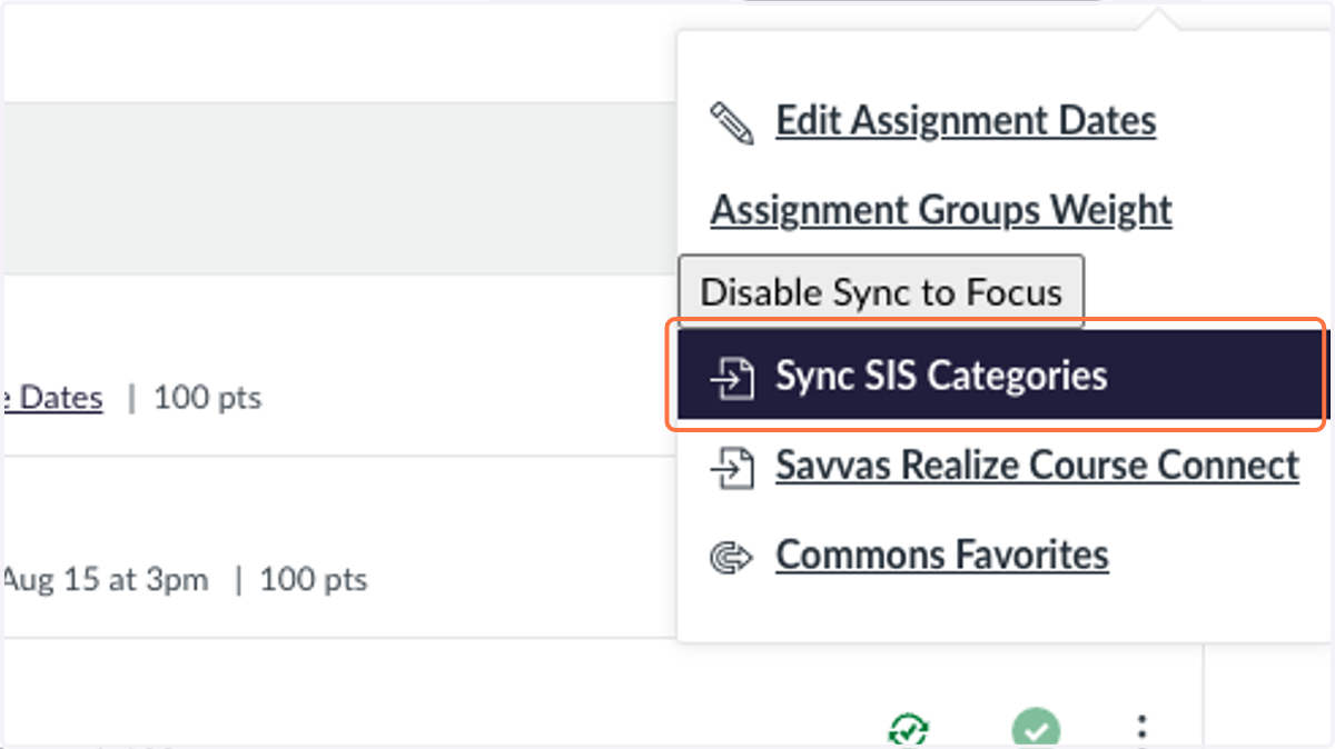 Click on Sync SIS Categories