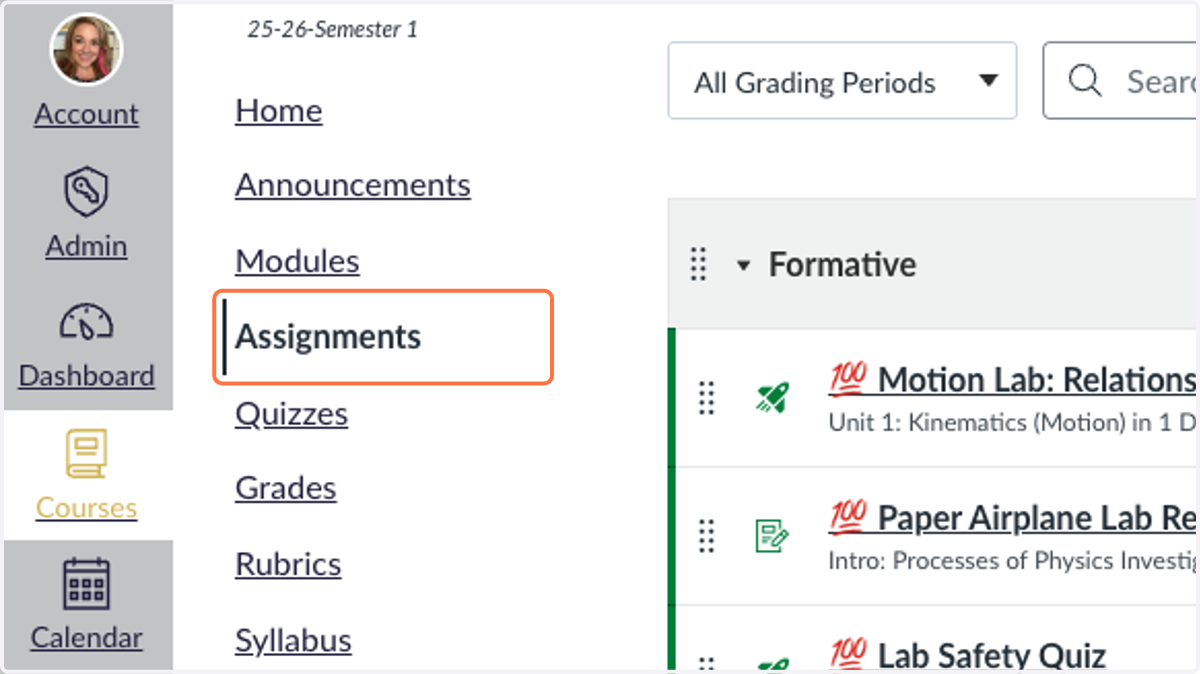 Click on Assignments