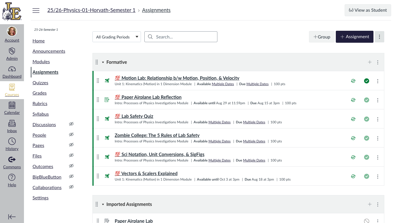 Click on Assignments Settings