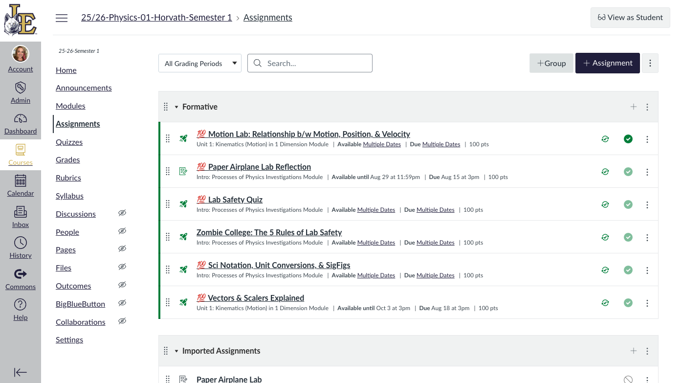 Click on Add Assignment Group