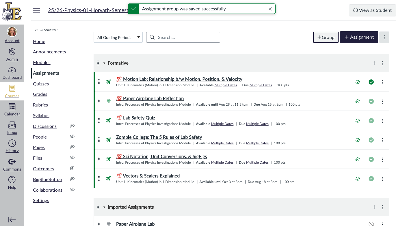 Click on Assignments Settings and Repeat Steps Above