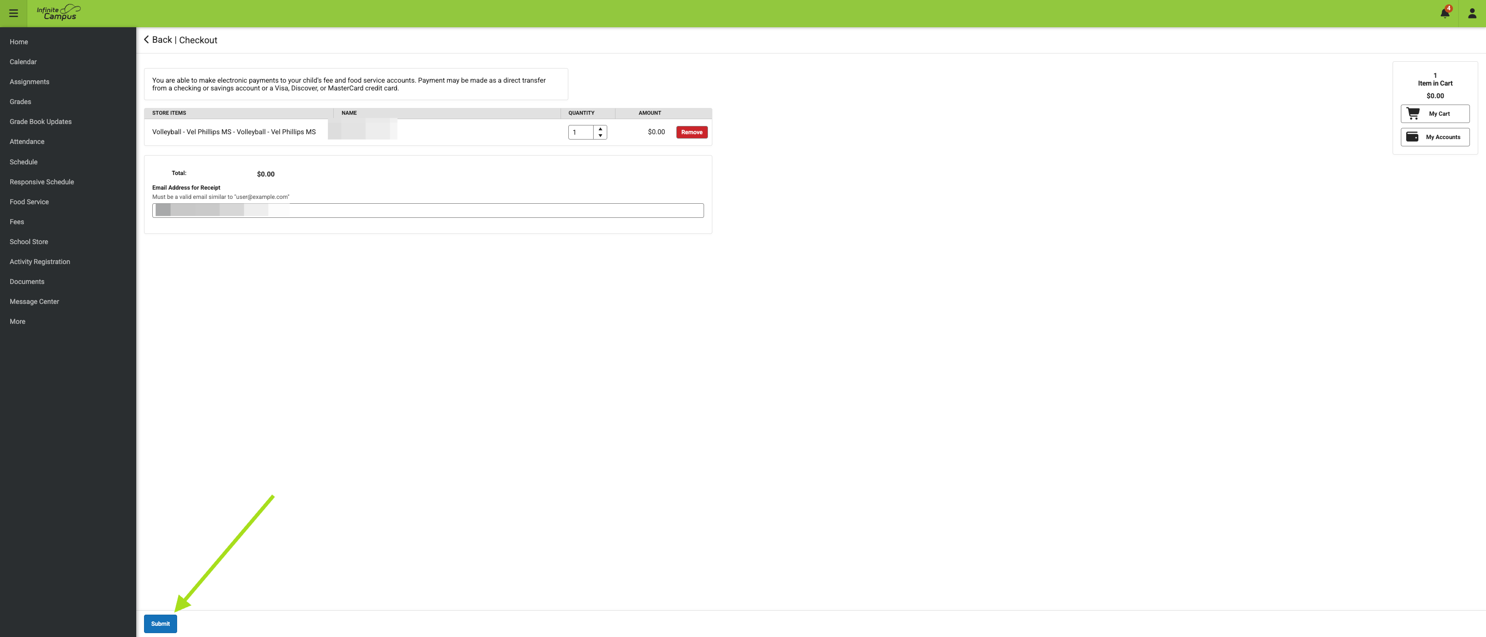 Click on You are able to make electronic payments to your child's fee and food service accounts. Payment may be made as a direct transfer from a checking or savings account or a Visa, Discover, or MasterCard credit card.…