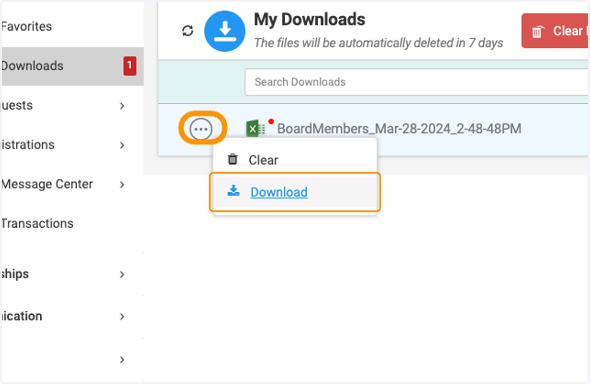 Click on 3 dots and Download to get your exported file.