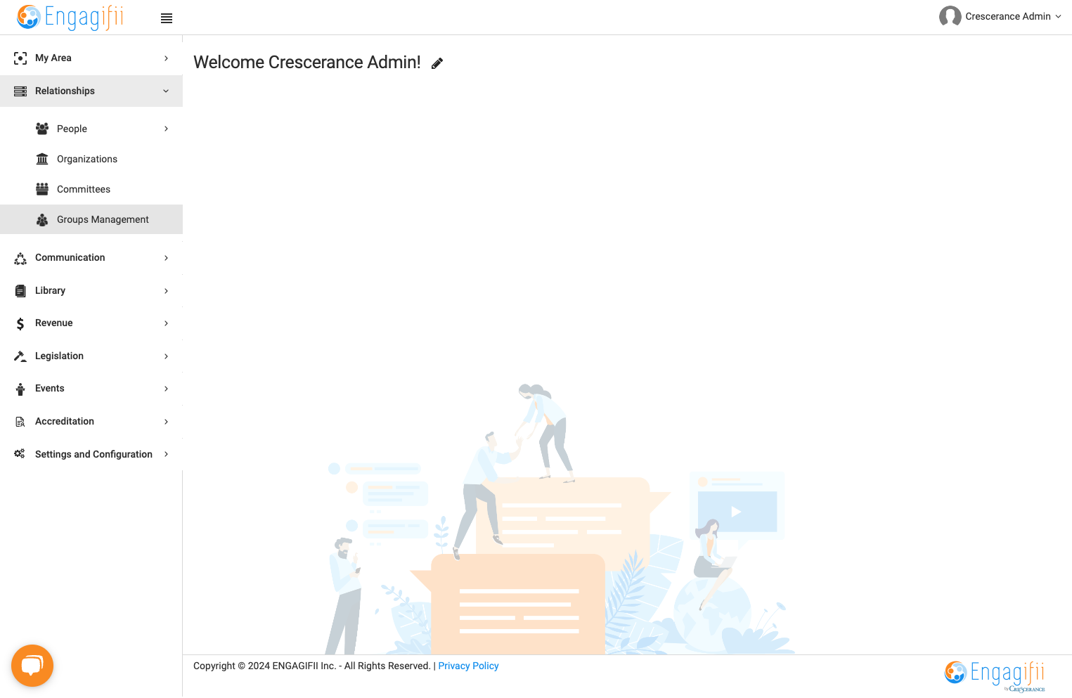 Click on Relationships and then Groups Management