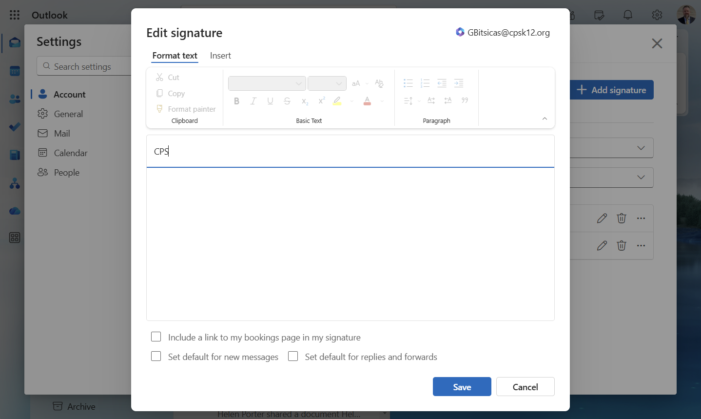 Enter a name for the signature. For this example, I named it "CPS"