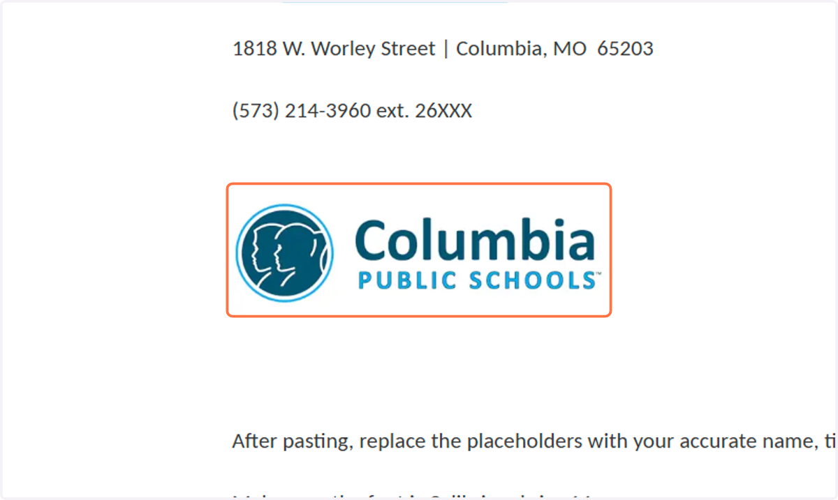Right-click the CPS logo and save it to your computer. You will upload this image when creating your email signature.