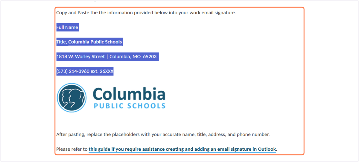 Copy the official CPS email signature template.