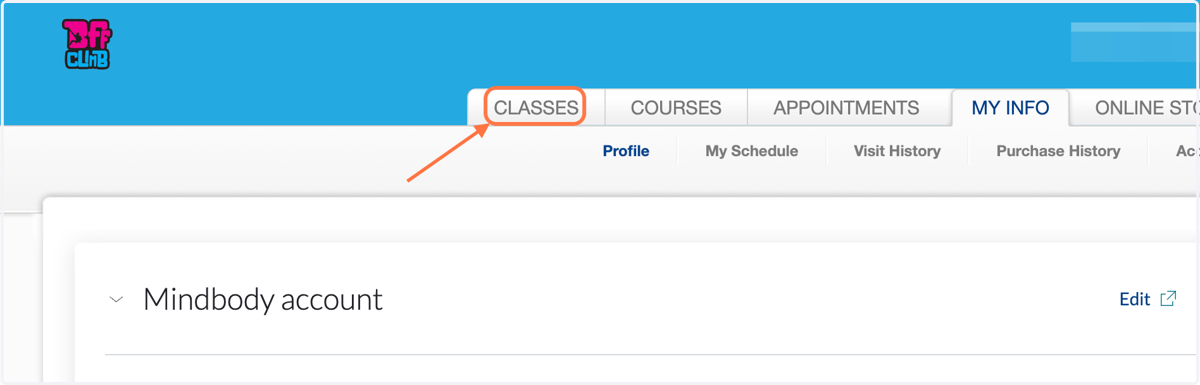 Click on CLASSES