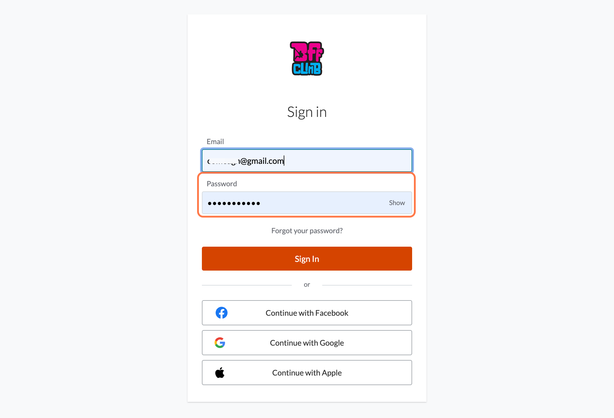Enter your email and password to login