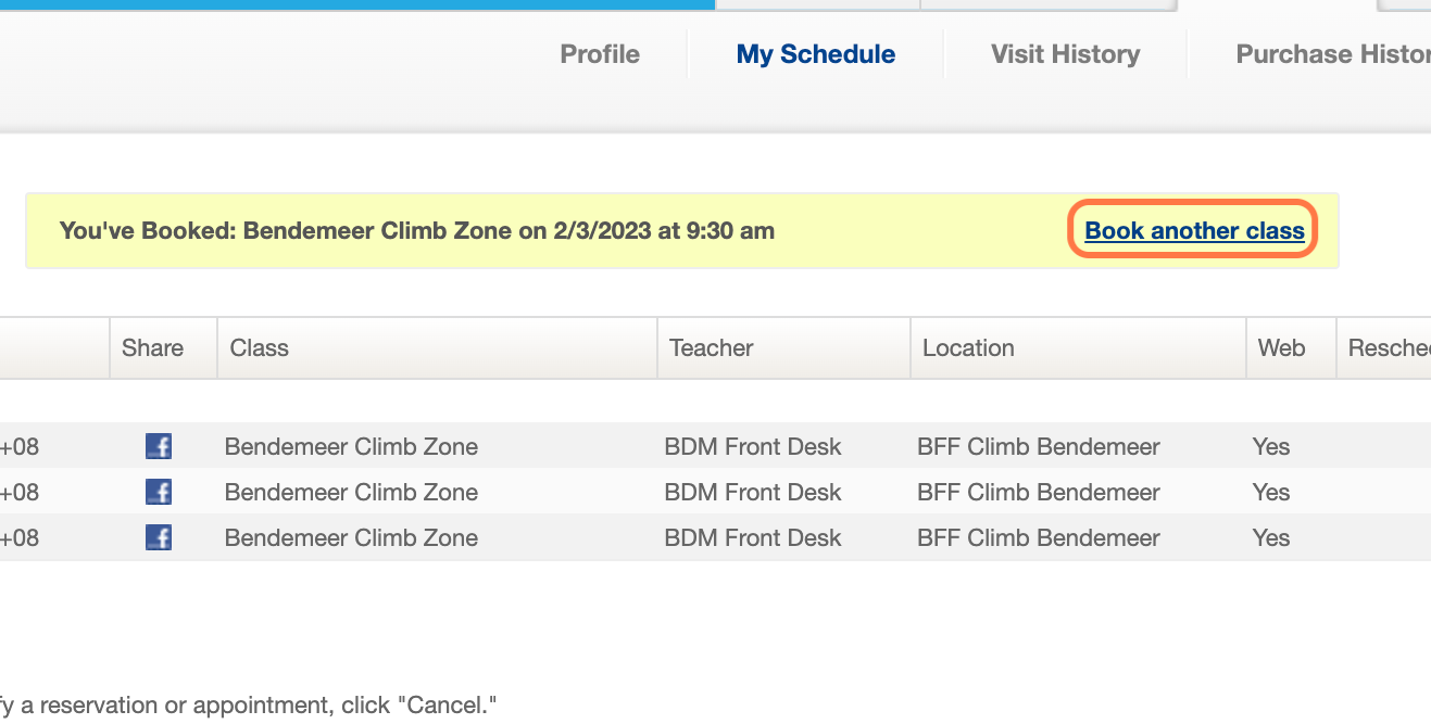 This page confirms your booking for 1 friend. To add more booking for multiple pax, Click on Book another class
