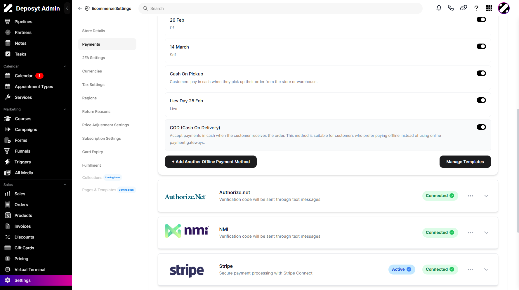 Step 8: You can now view your newly added offline payment method.