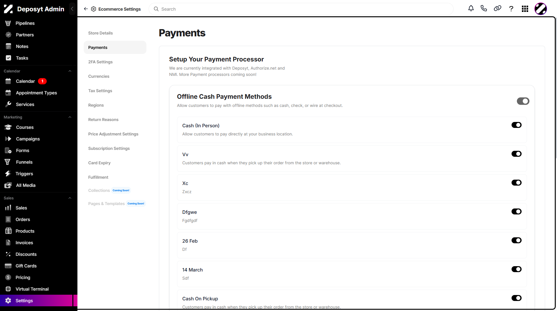 Step 4: You will then be taken to the Payments section.