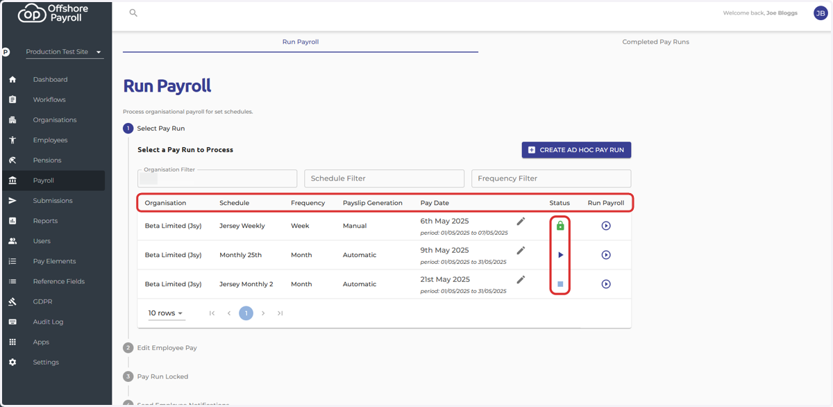 Pay Run Features