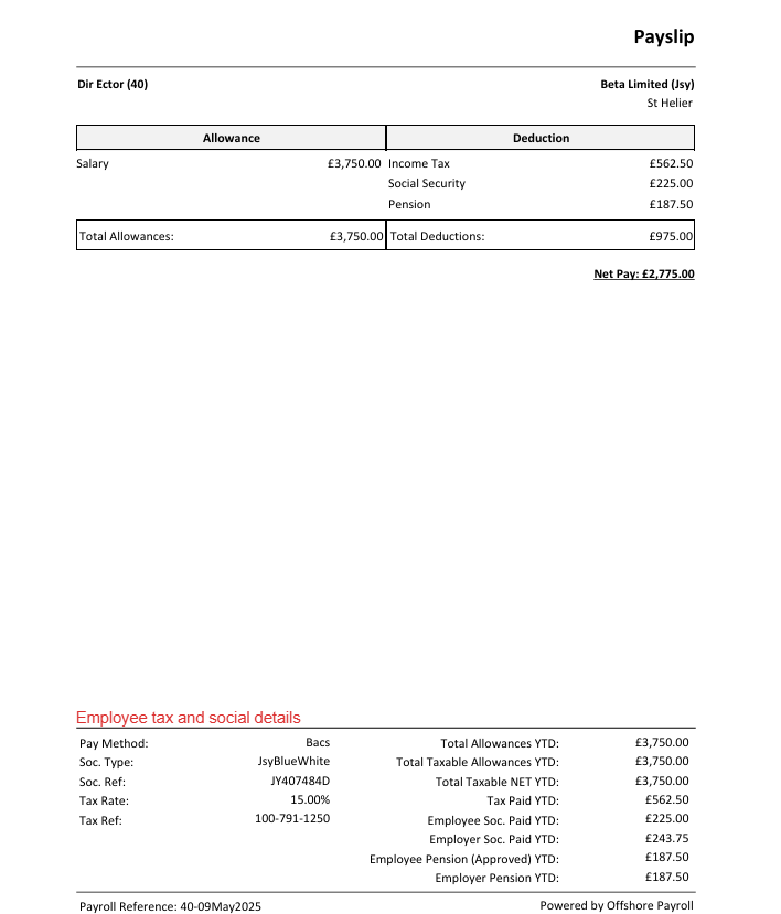 Employee payslip downloaded as a PDF
