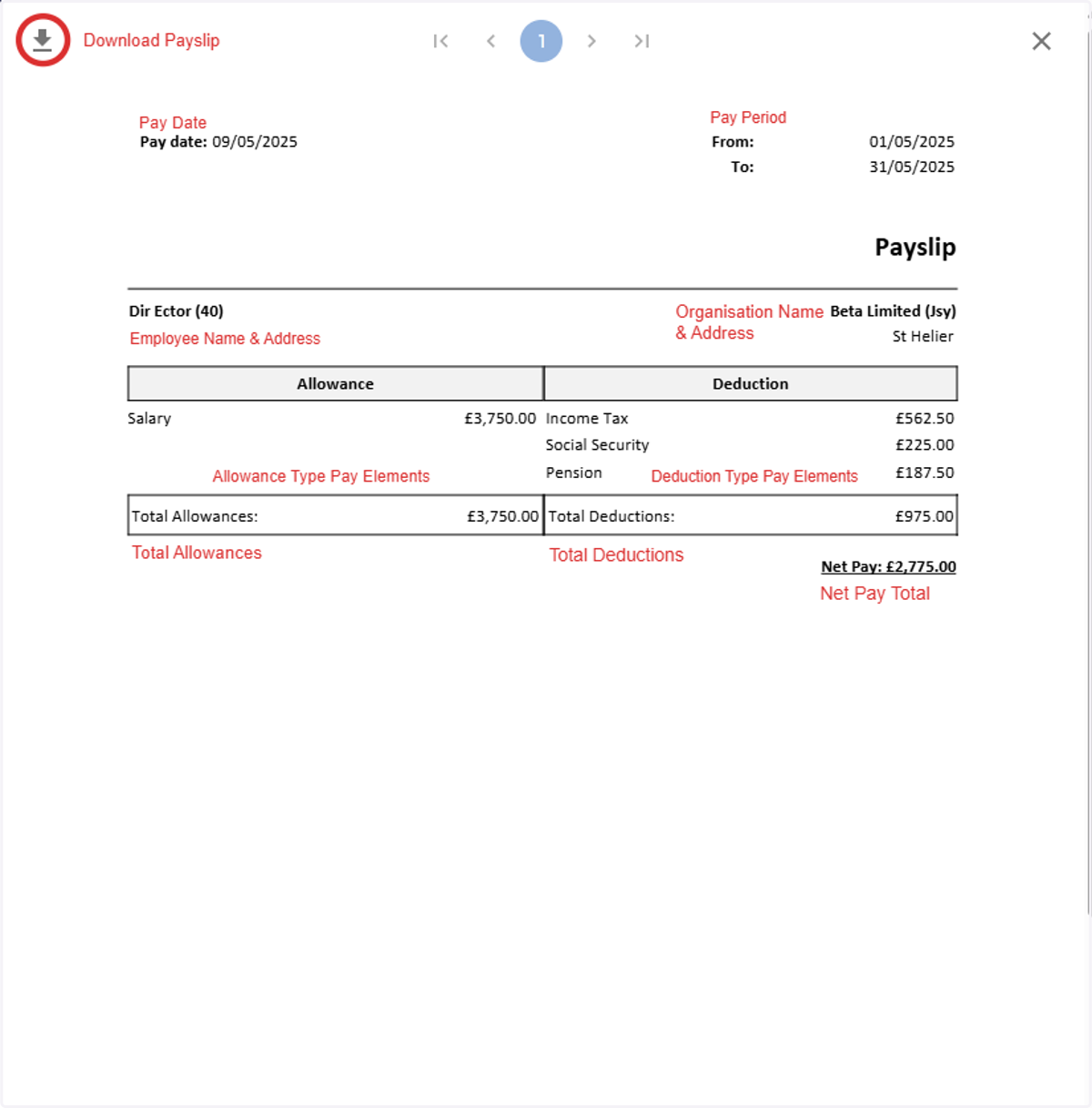 Payslip Example & Definitions