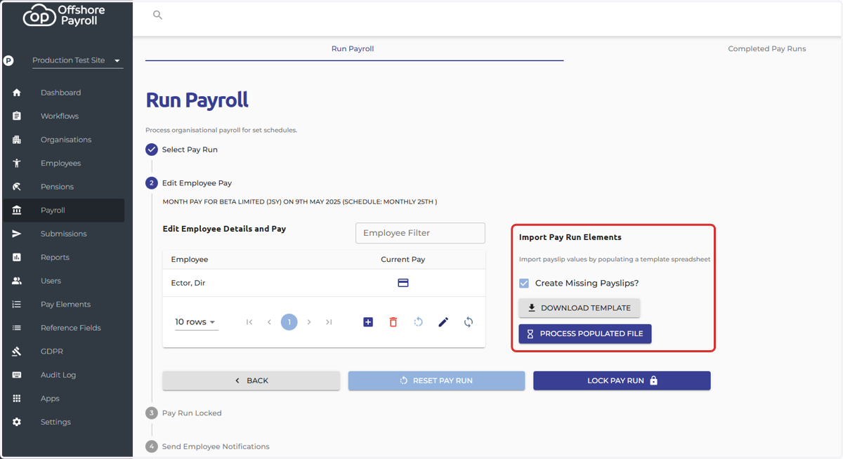 You have the option to import pay elements to employee payslips