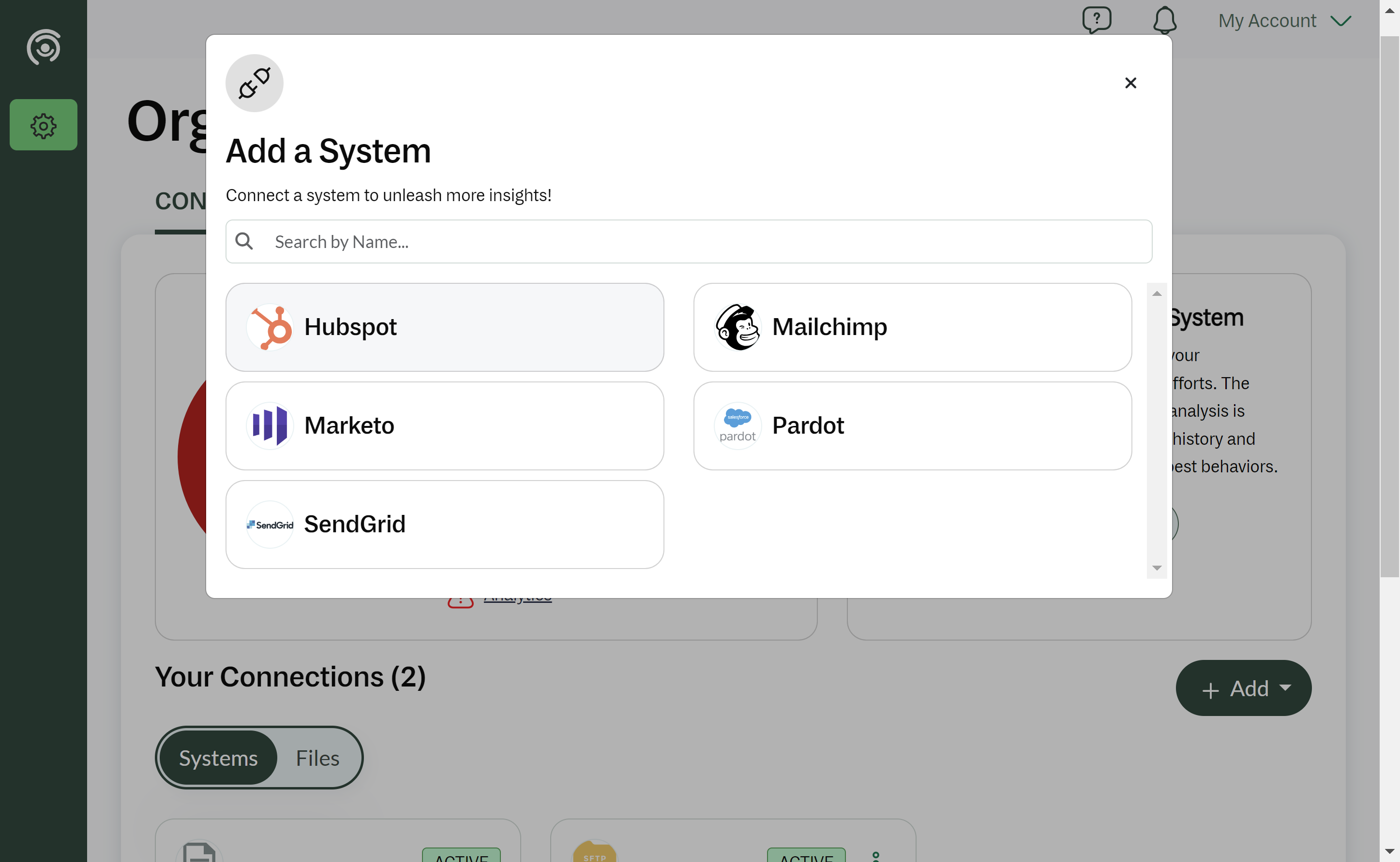 Click on Add a System…and the Hubspot tile