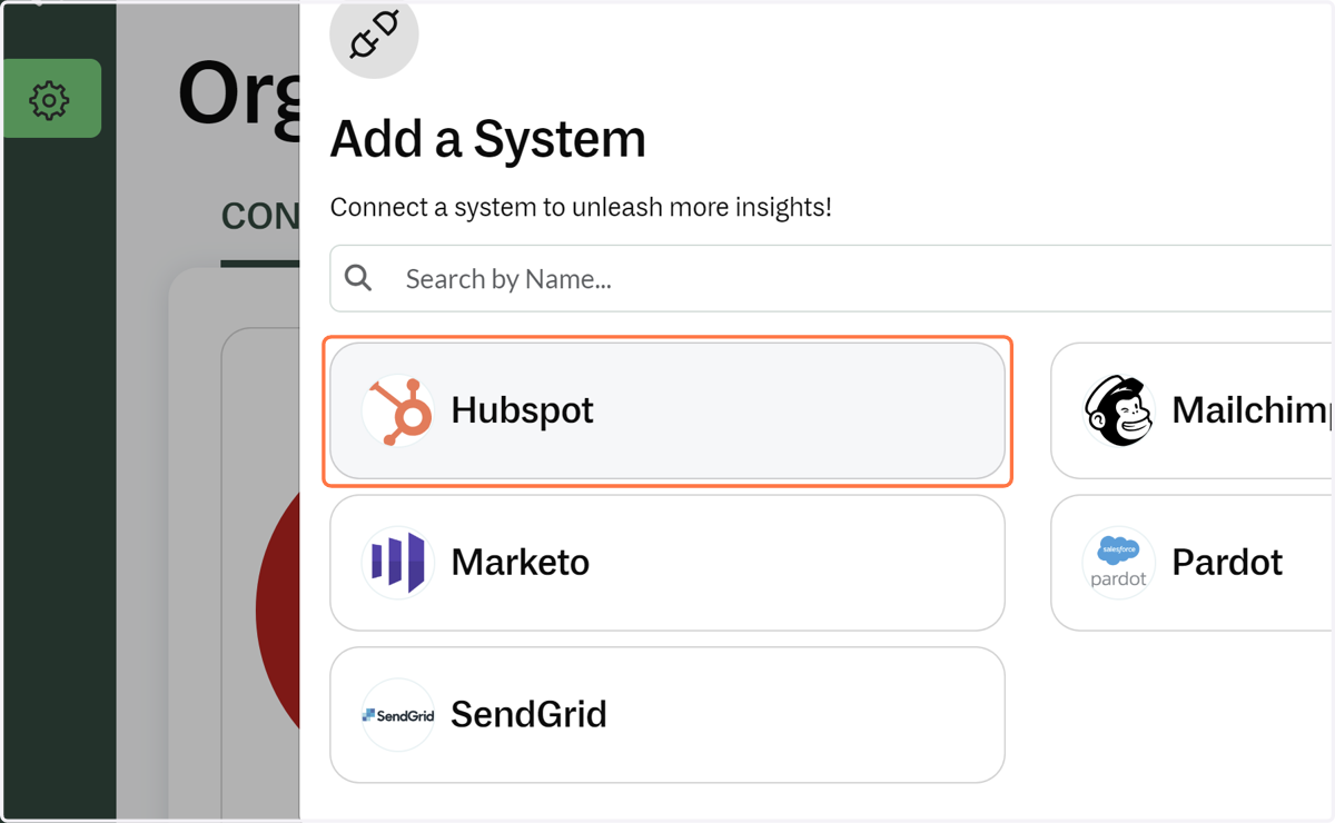 Click on Add a System…and the Hubspot tile