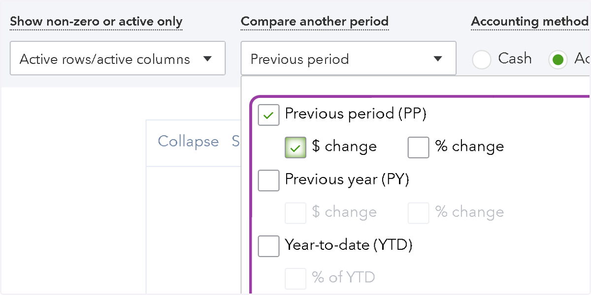 You can compare by dollar amount or percent change.