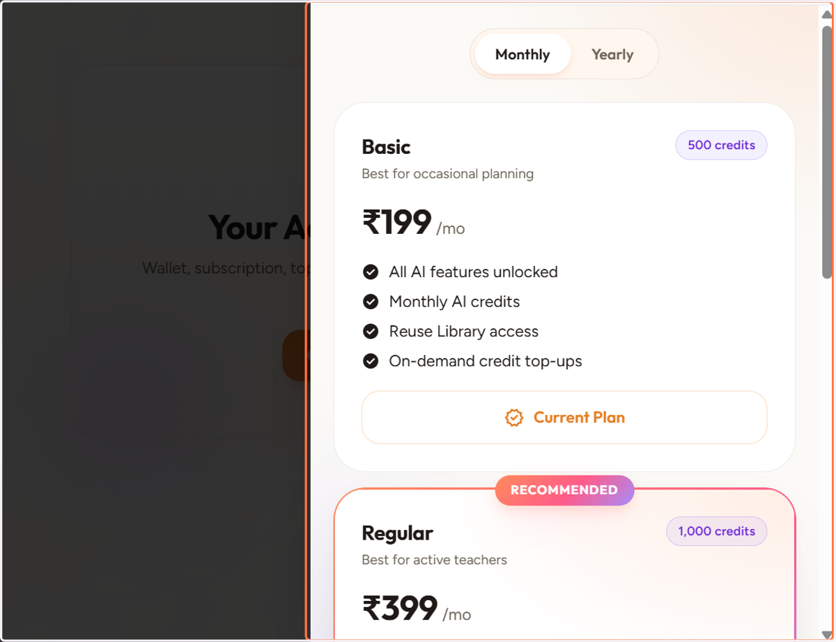 Here, you can explore available plans, upgrade your membership, or switch to a plan that best suits your needs.