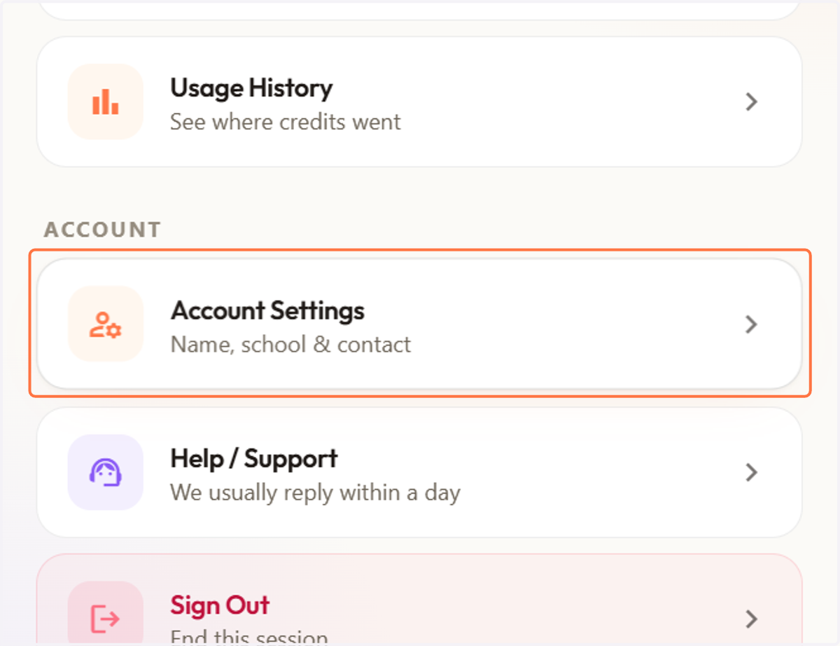 Click on "Account Settings" to manage your profile information and account details.