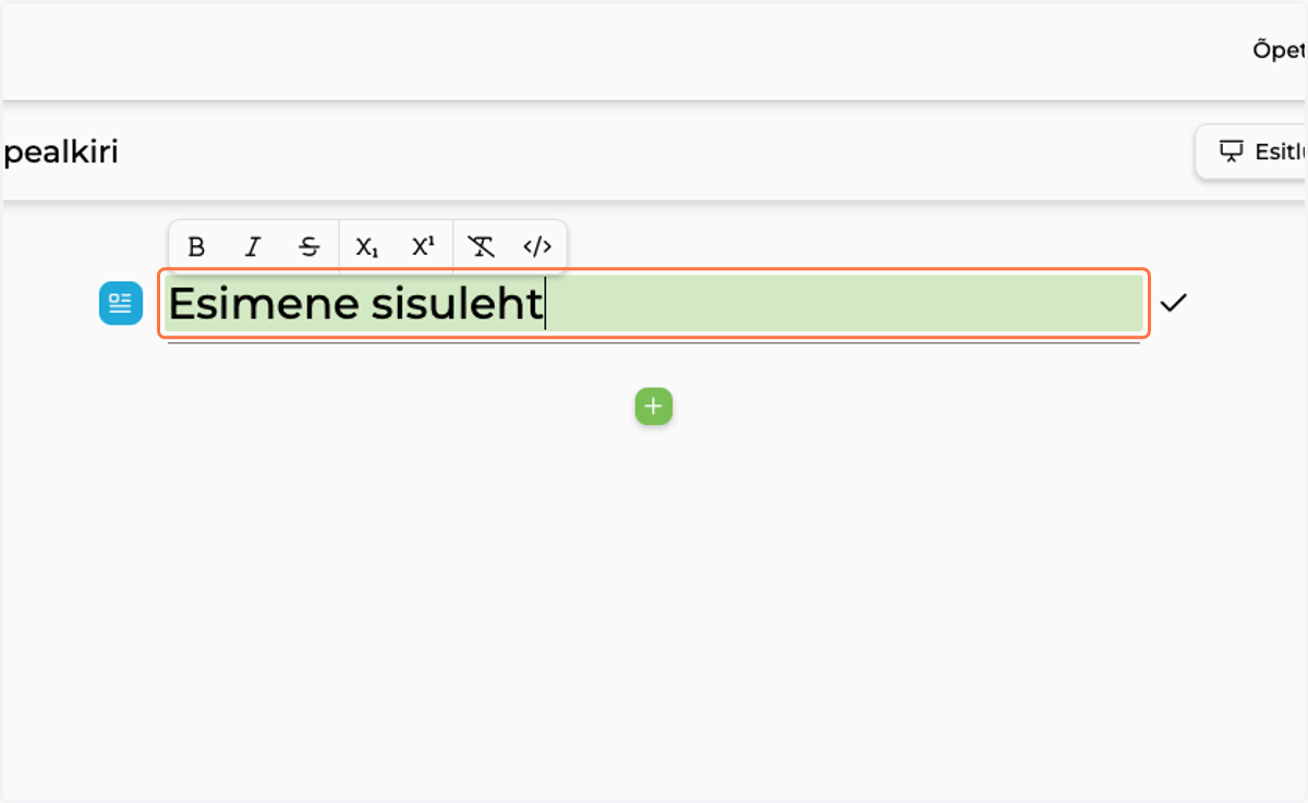 Type Esimene sisuleht