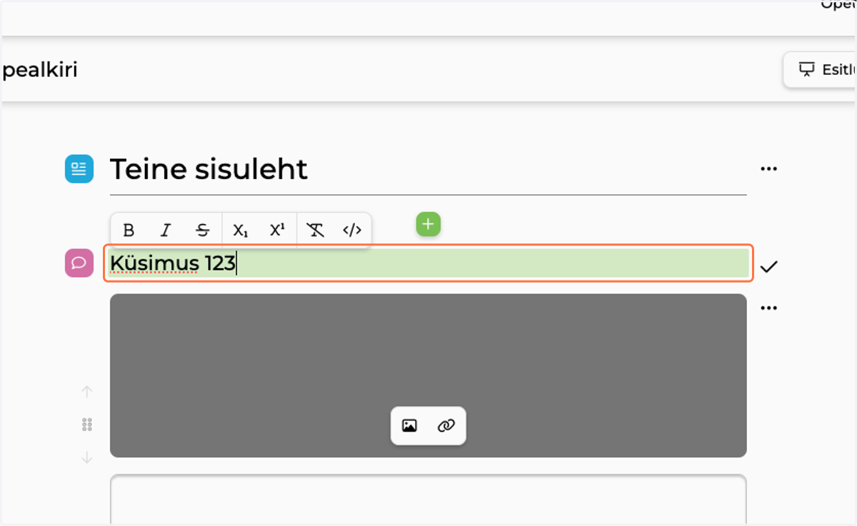 Type Küsimus 123