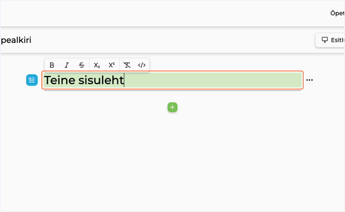 Type Teine sisuleht