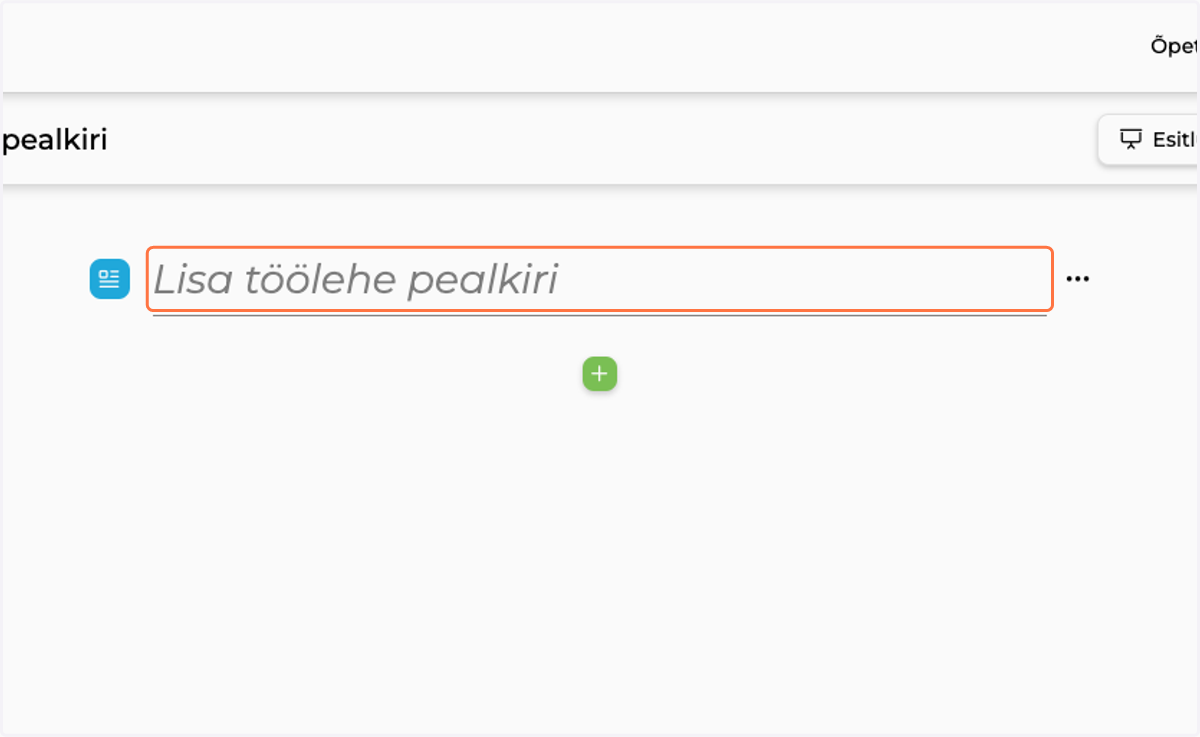 Click on Lisa töölehe pealkiri