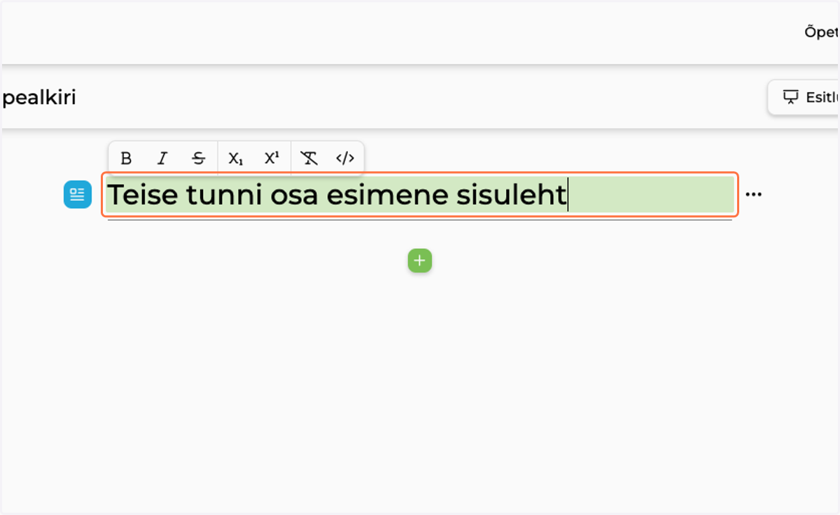 Type Teise tunni osa esimene sisuleht