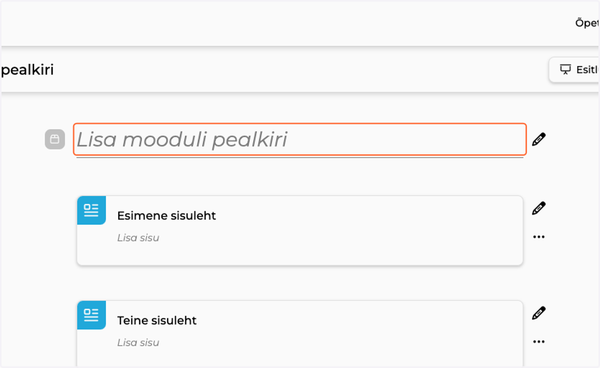Click on Lisa mooduli pealkiri