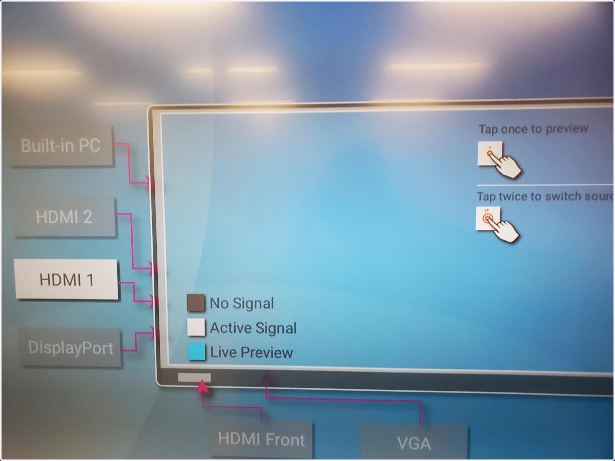 If the computer is not displaying on the screen, double tap HDMI 1 on the TV.