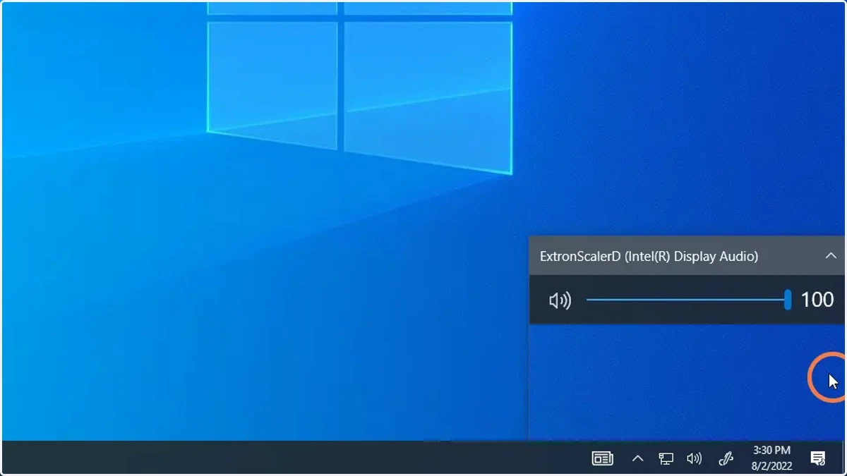 Make sure "ExtronScalerD" is selected. This option will use the speakers in the room.