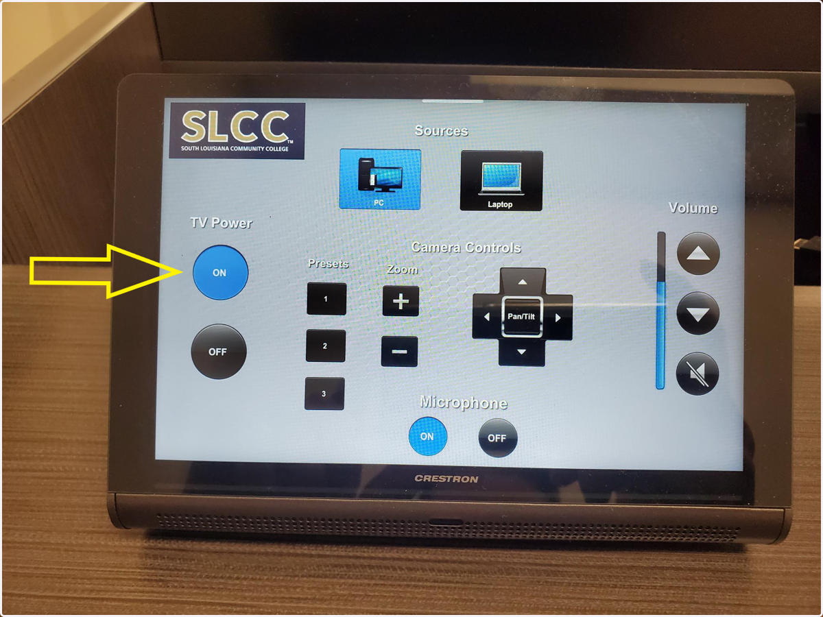 Turn on the screen by pressing the ON button on the touch pannel.
